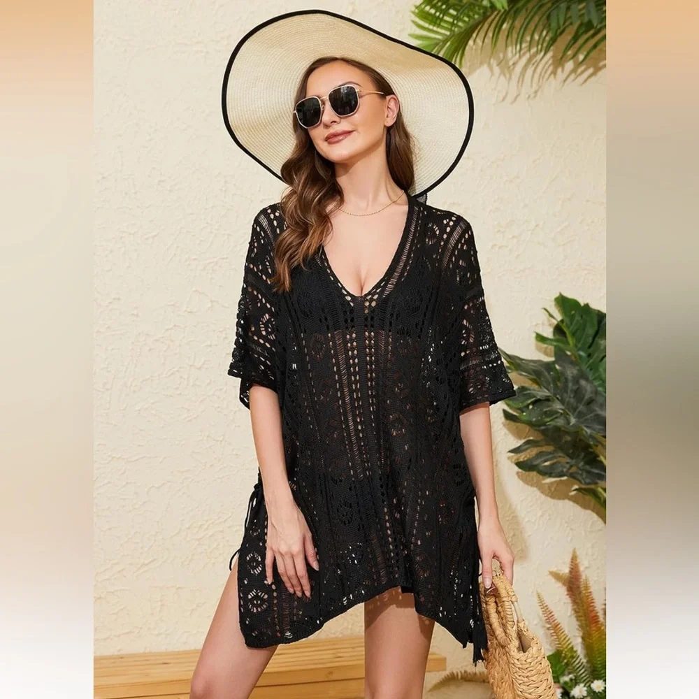 Black Crochet Swim Cover-Up